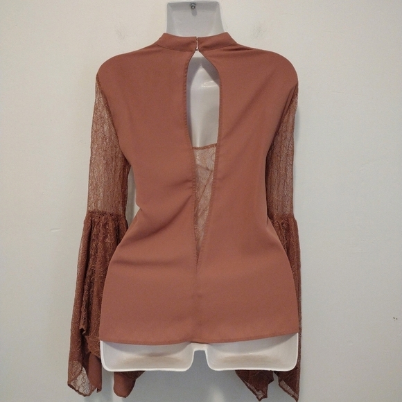 Express - Handkerchief Bell Sleeve Lace Blouse - Picture 9 of 16